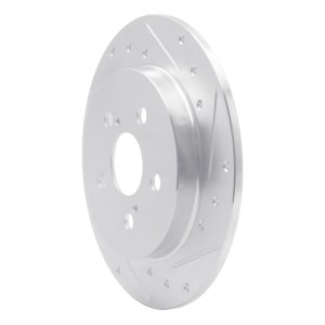 Lexus CT200H Brake Rotor (1) - Rear Right - R1 Concepts - Drilled & Slotted - Silver - `09-`24